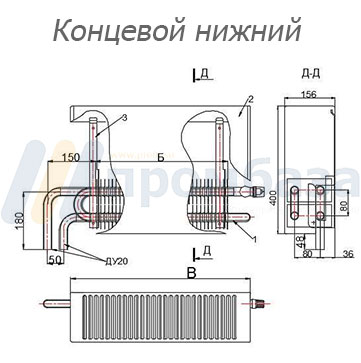 Конвектор средней глубины " Универсал"  КСК 20 С-1000 К(П)  1000Вт У16а концевой нижний